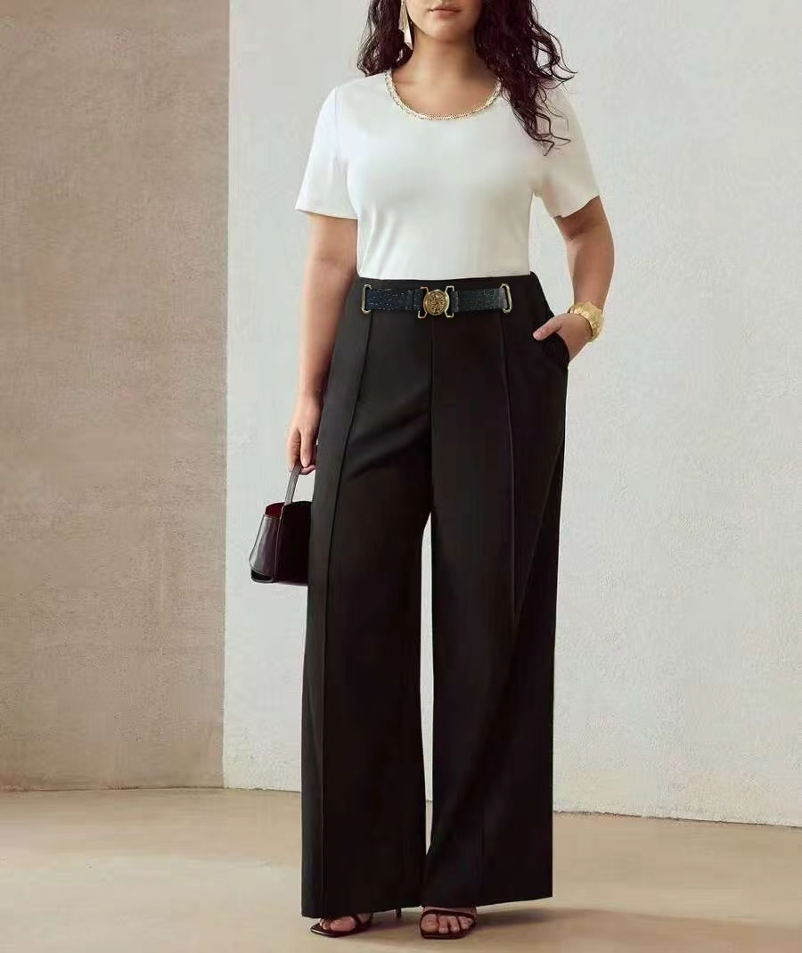 Formal Wear For Women Xl - Plus-Size High-End Wide-Leg Suit Pants with