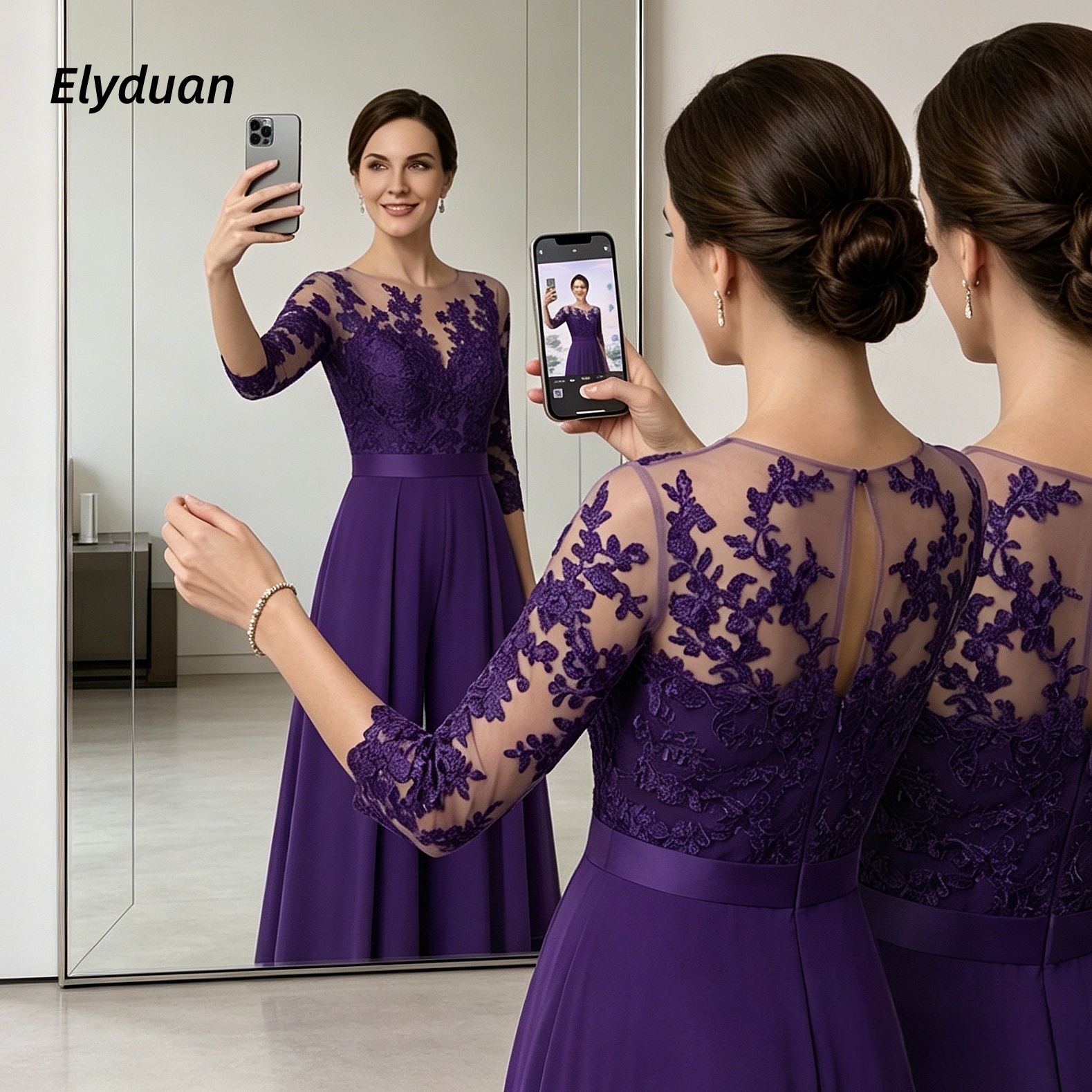 Women'S Formal Wear Jumpsuit - Purple Chiffon Women Jumpsuits Prom Dress
