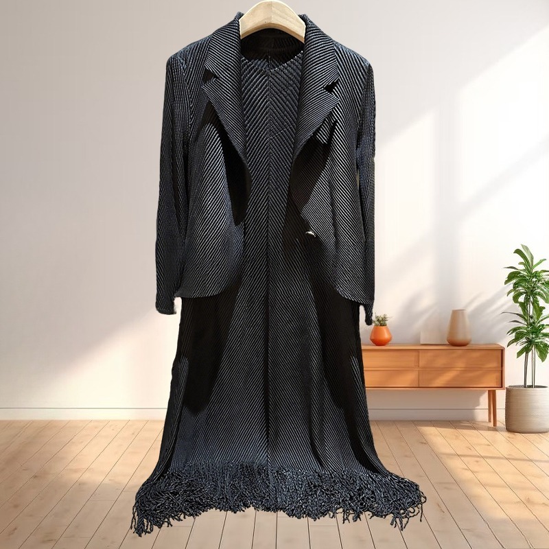 Women Formal Wear Vest - Miyake Pleated Suit Collar Jacket Women's
