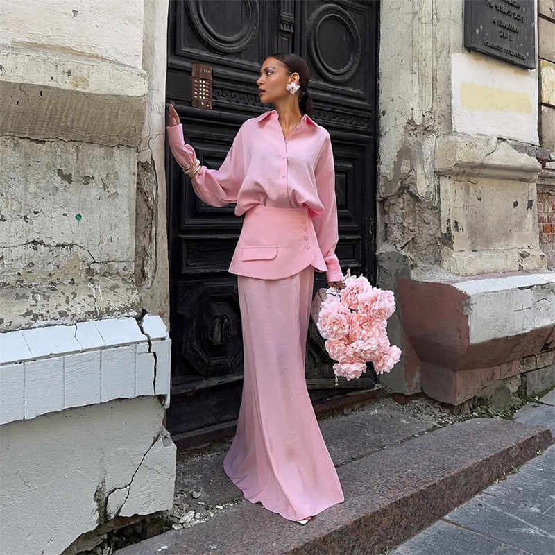 Autumn Pink Black Women Suit S - Women Formal Wear With Skirt recension och pris