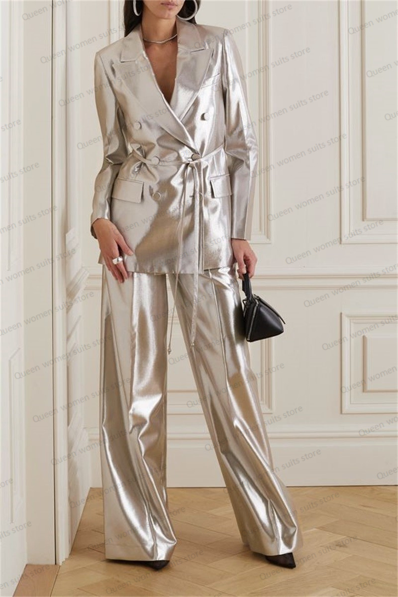 Shiny Satin Wedding Women Suit - Women Formal Wear Blazer Set recension och pris