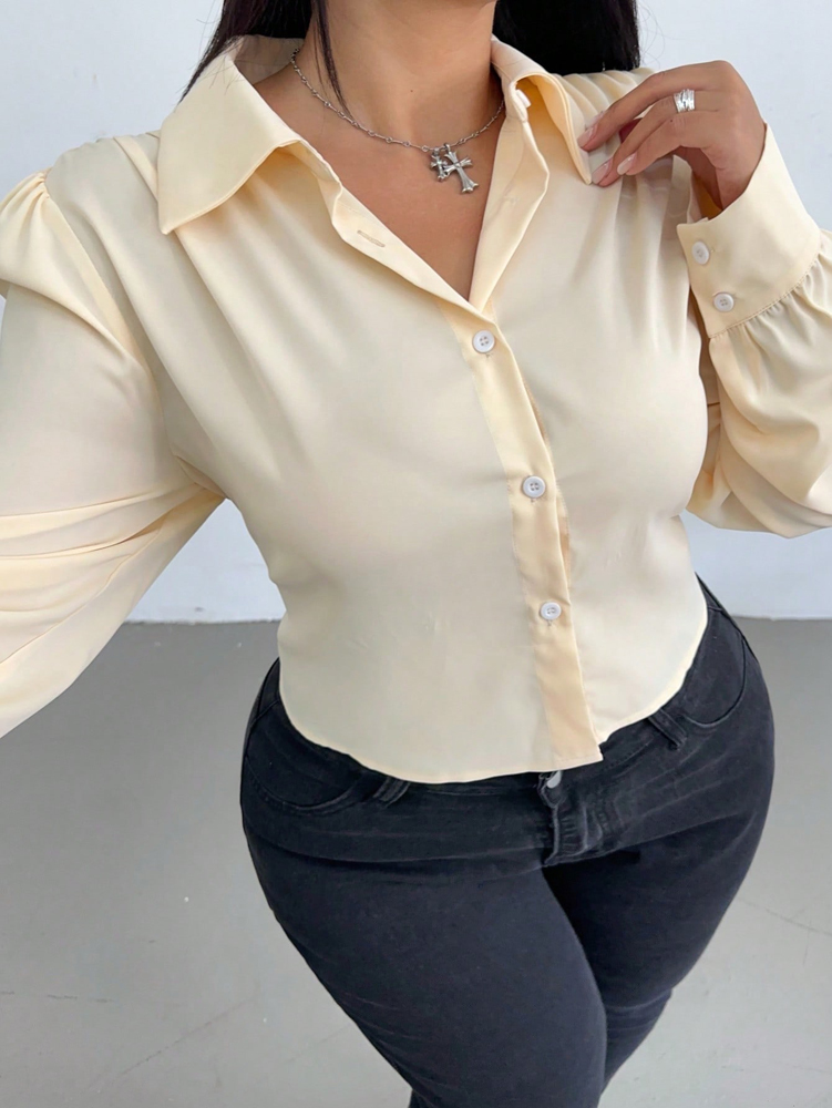 Plus Size Curvy Women Cream Sa - Women'S Formal Wear Blouse recension och pris
