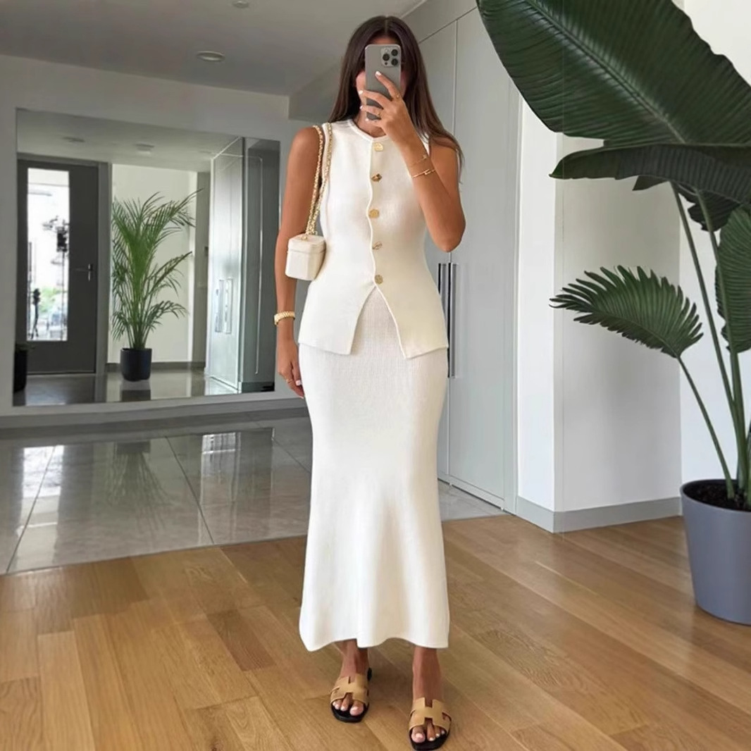 Round-neck Single-breasted Sle - Women Formal Wear With Skirt recension och pris