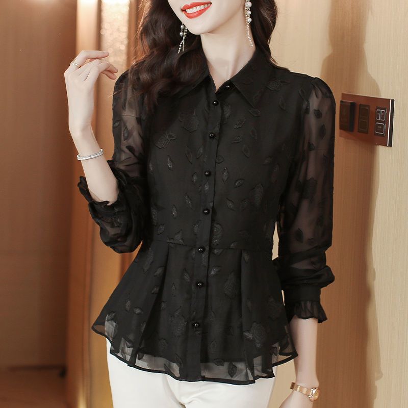 Elegant Floral Long Sleeve Chi - Women'S Formal Wear Blouse recension och pris
