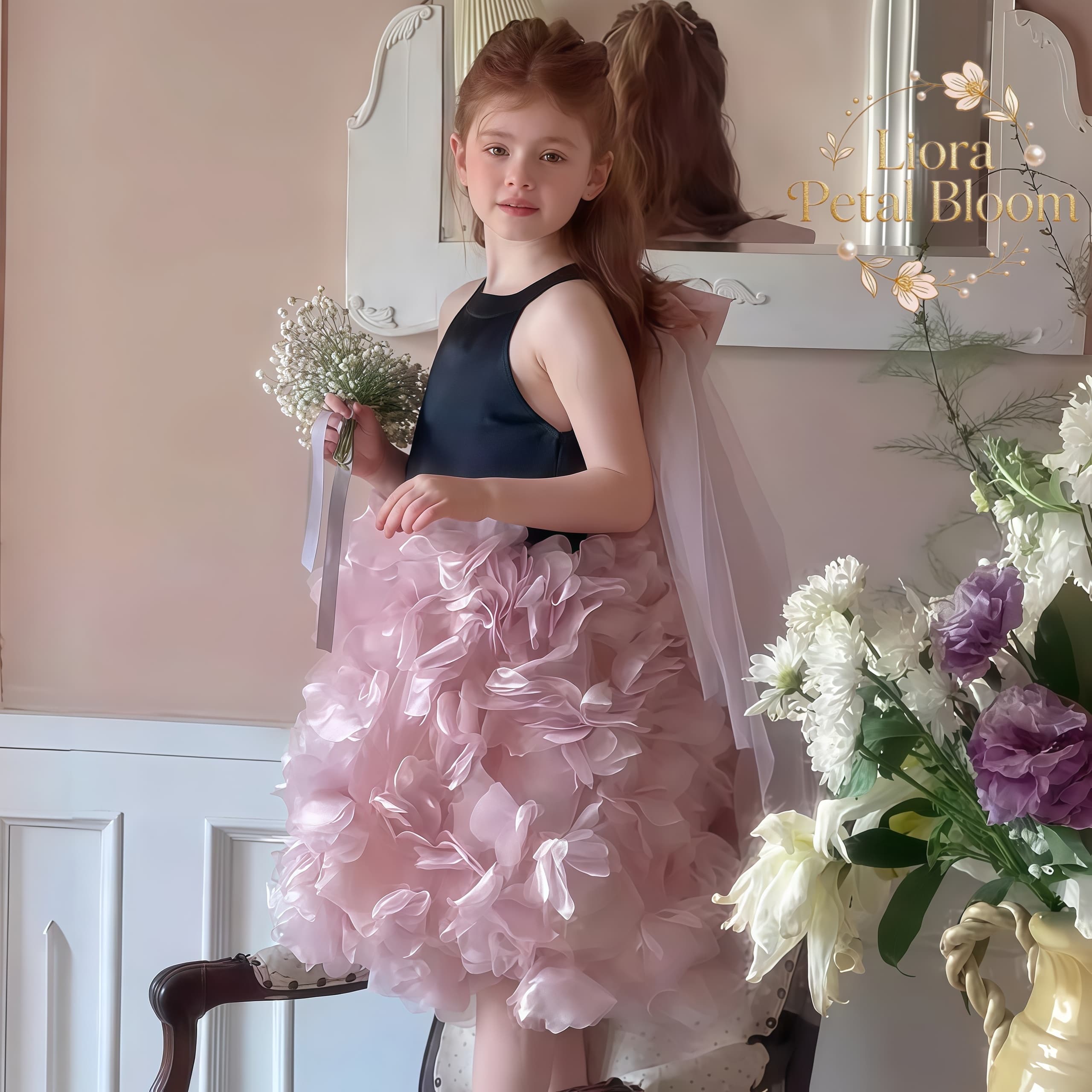 Girls' Black Floral Tulle Dres - Women'S Formal Wear For Girls recension och pris
