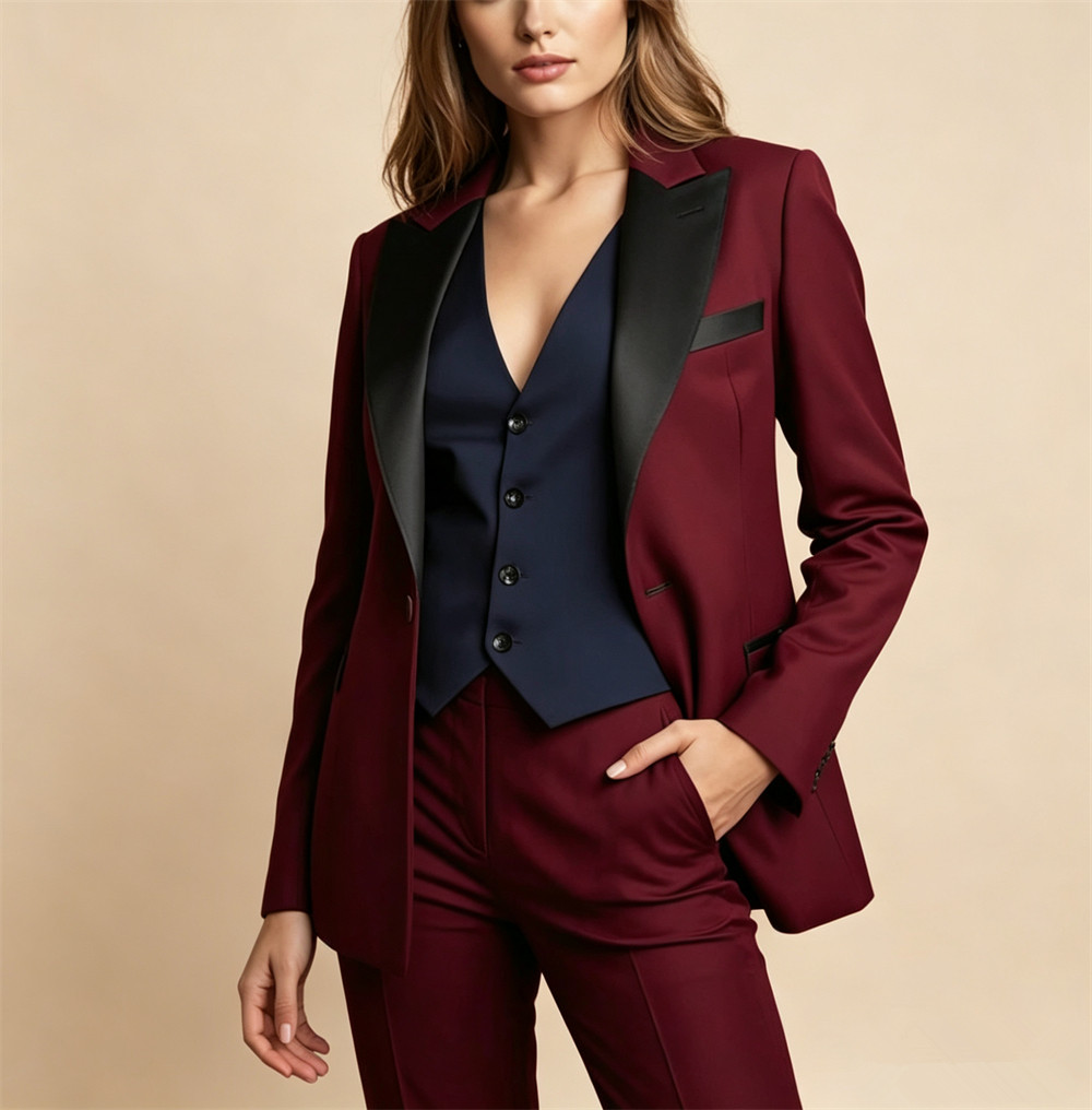 Elegant Burgundy Women's Suits - Women Formal Wear Vest recension och pris