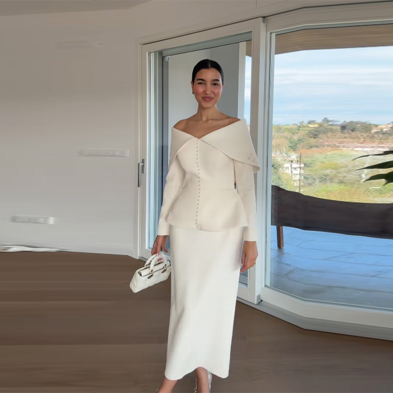 Elegant French White Peplum Tw - Women'S Elegant Formal Wear recension och pris