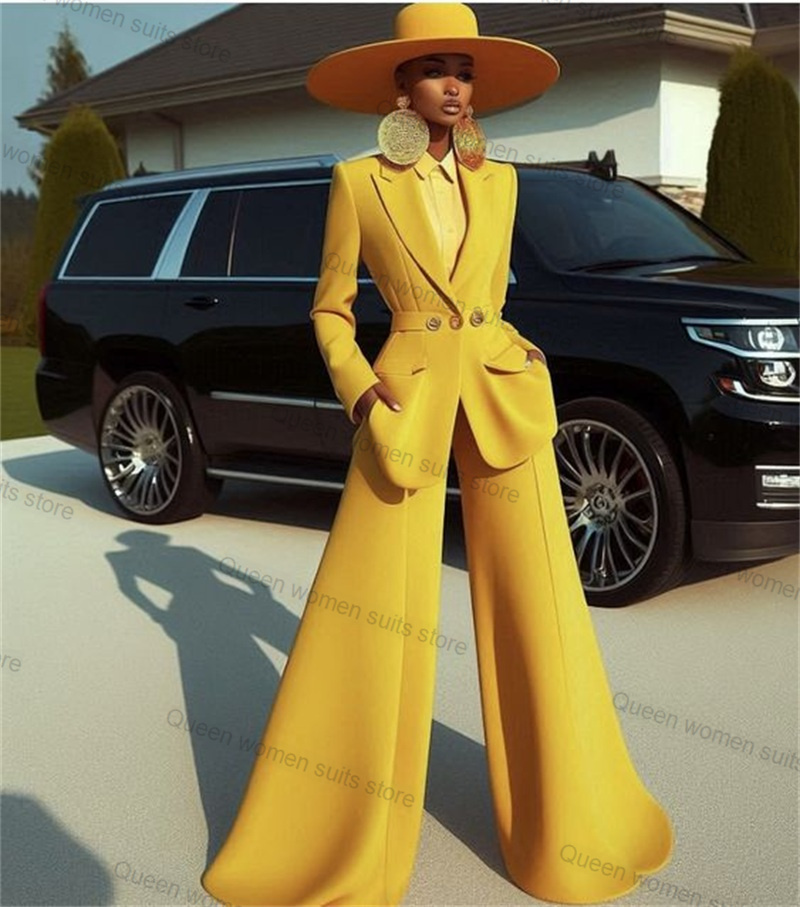 Yellow Cotton Women Suit Set 2 - Women Formal Wear Blazer Set recension och pris