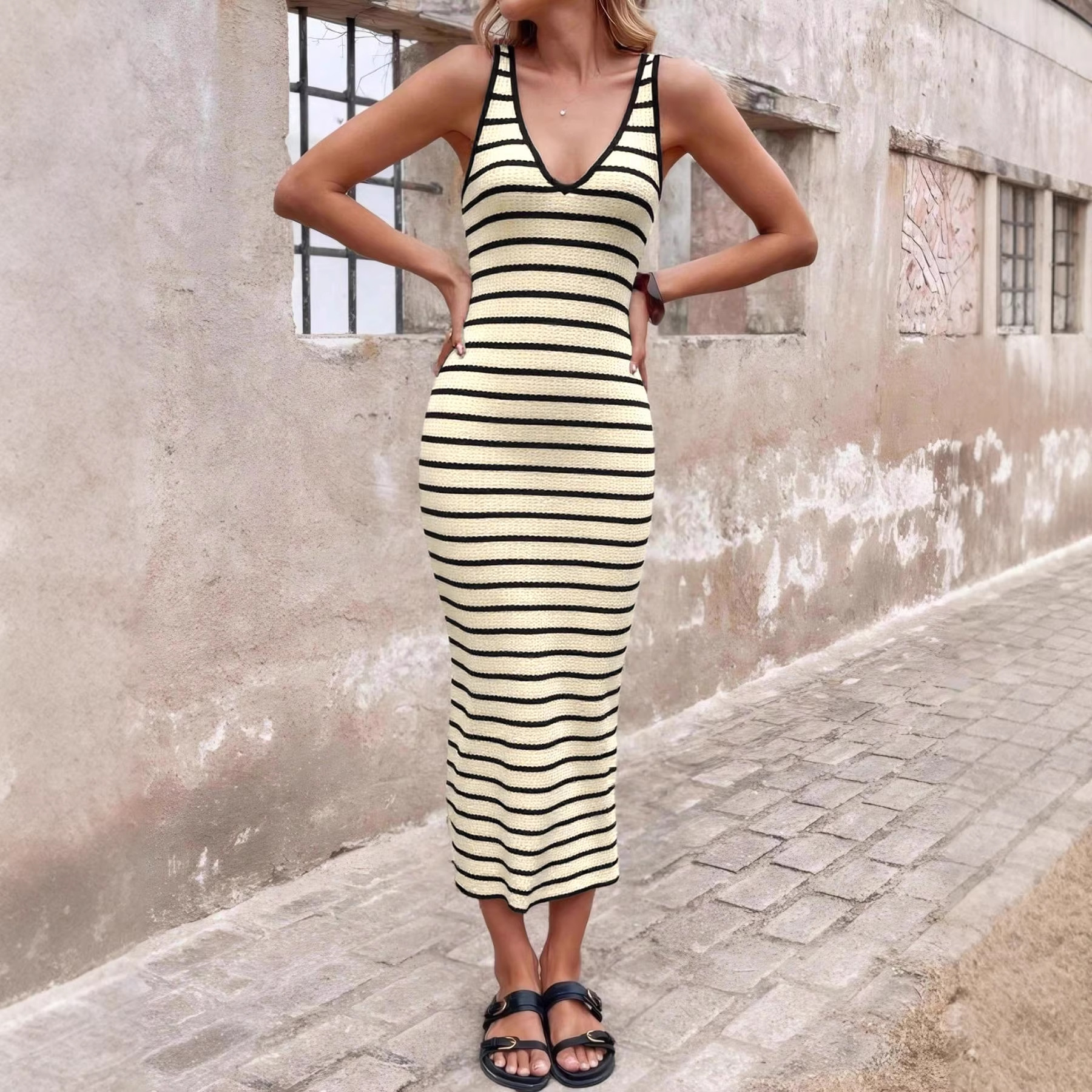 Long Dress Women Dresses Strip - Wrap Dress Work recension och pris