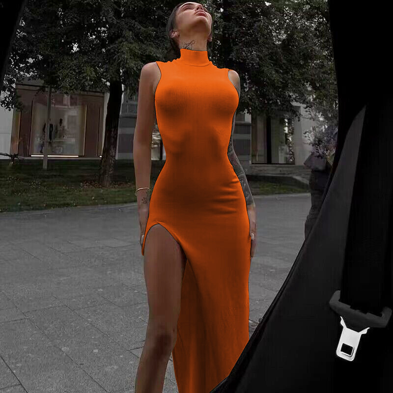 Y2k Sleeveless Orange Midi Wom - Formal Wear For Women Xl recension och pris