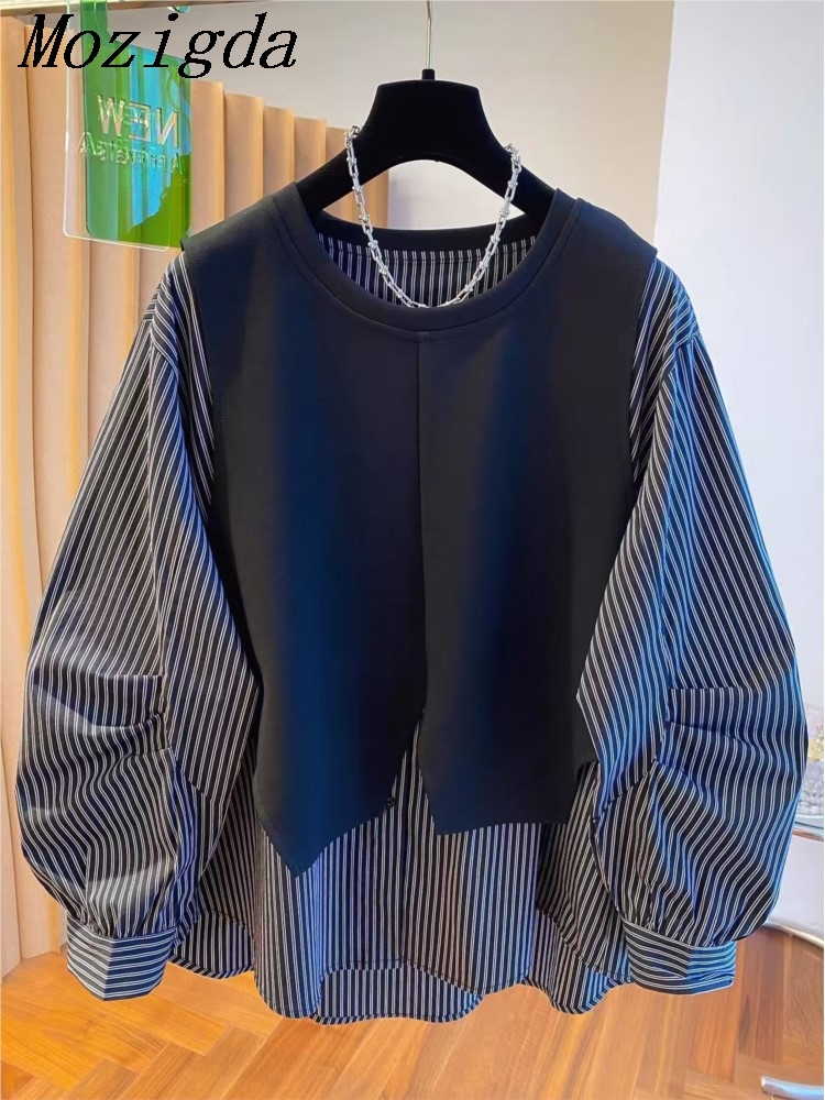 Autumn Patchwork Fake Two Piec - Women'S Formal Wear Blouse recension och pris