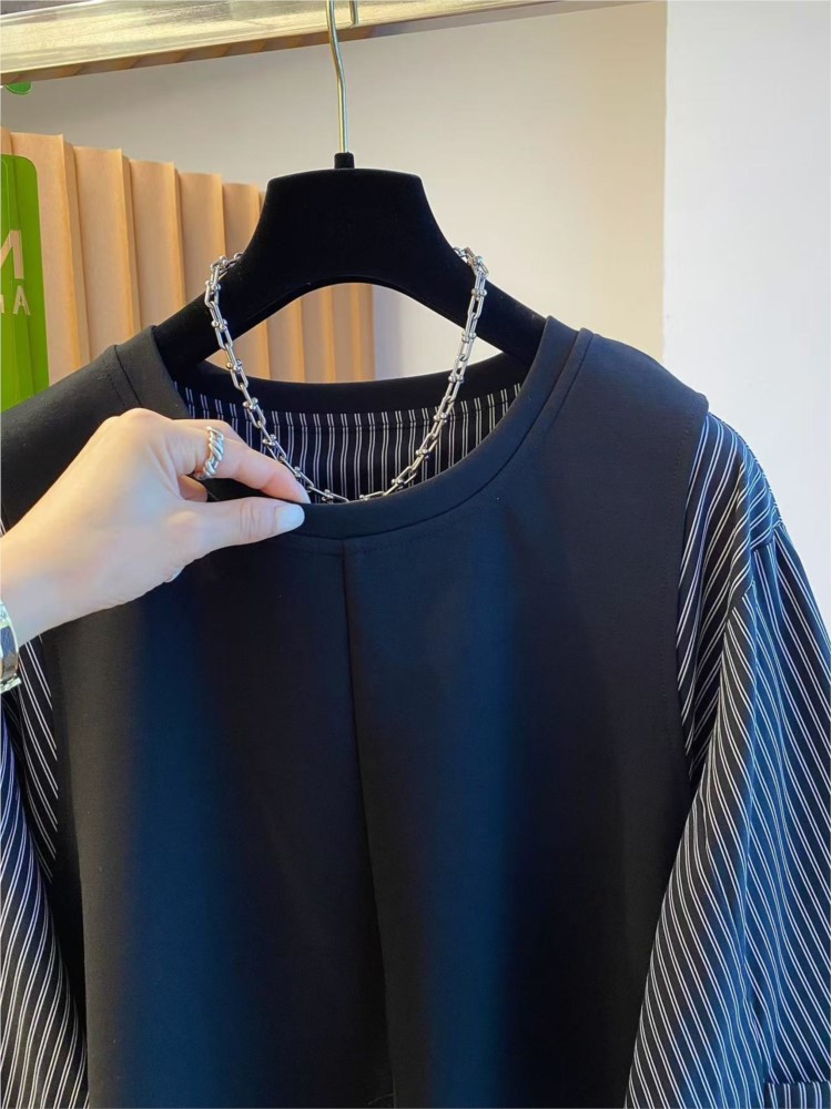 Autumn Patchwork Fake Two Piec - Women'S Formal Wear Blouse recension och pris