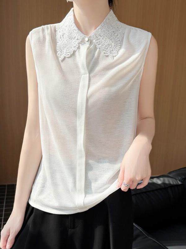 Lace Trim No Sleeve Knitted Sh - Women Formal Wear Vest recension och pris