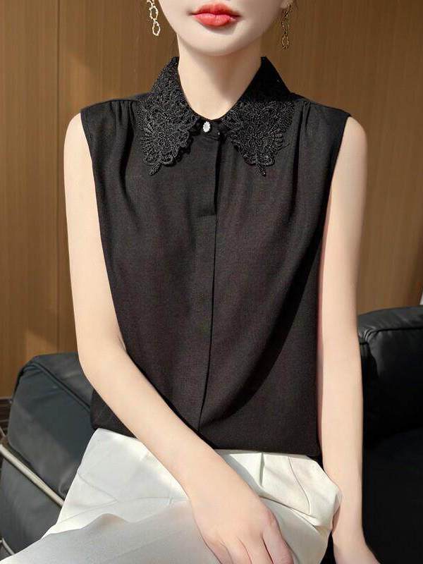 Lace Trim No Sleeve Knitted Sh - Women Formal Wear Vest recension och pris