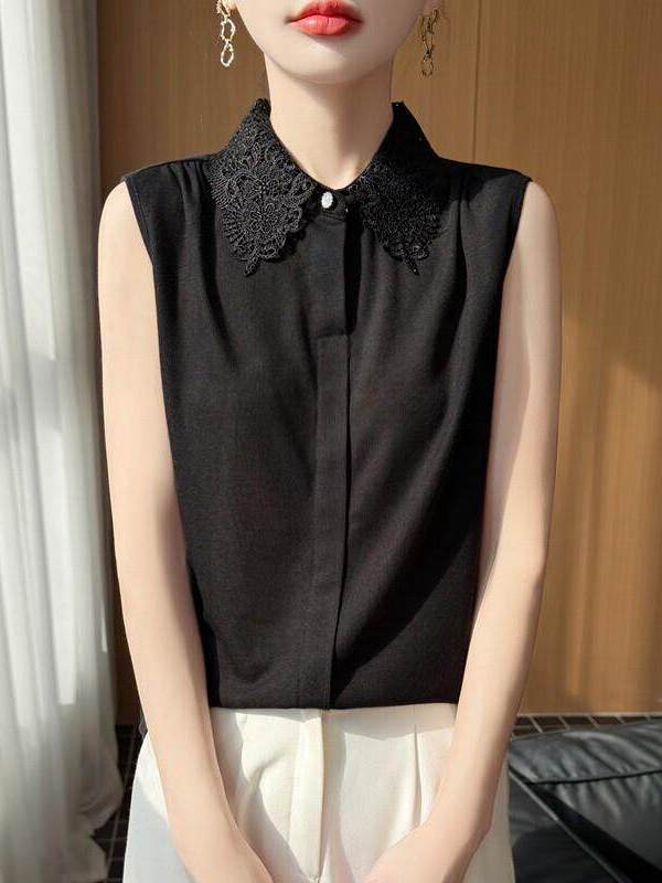 Lace Trim No Sleeve Knitted Sh - Women Formal Wear Vest recension och pris