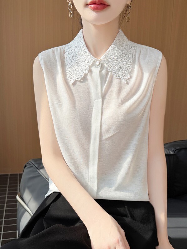 Lace Trim No Sleeve Knitted Sh - Women Formal Wear Vest recension och pris