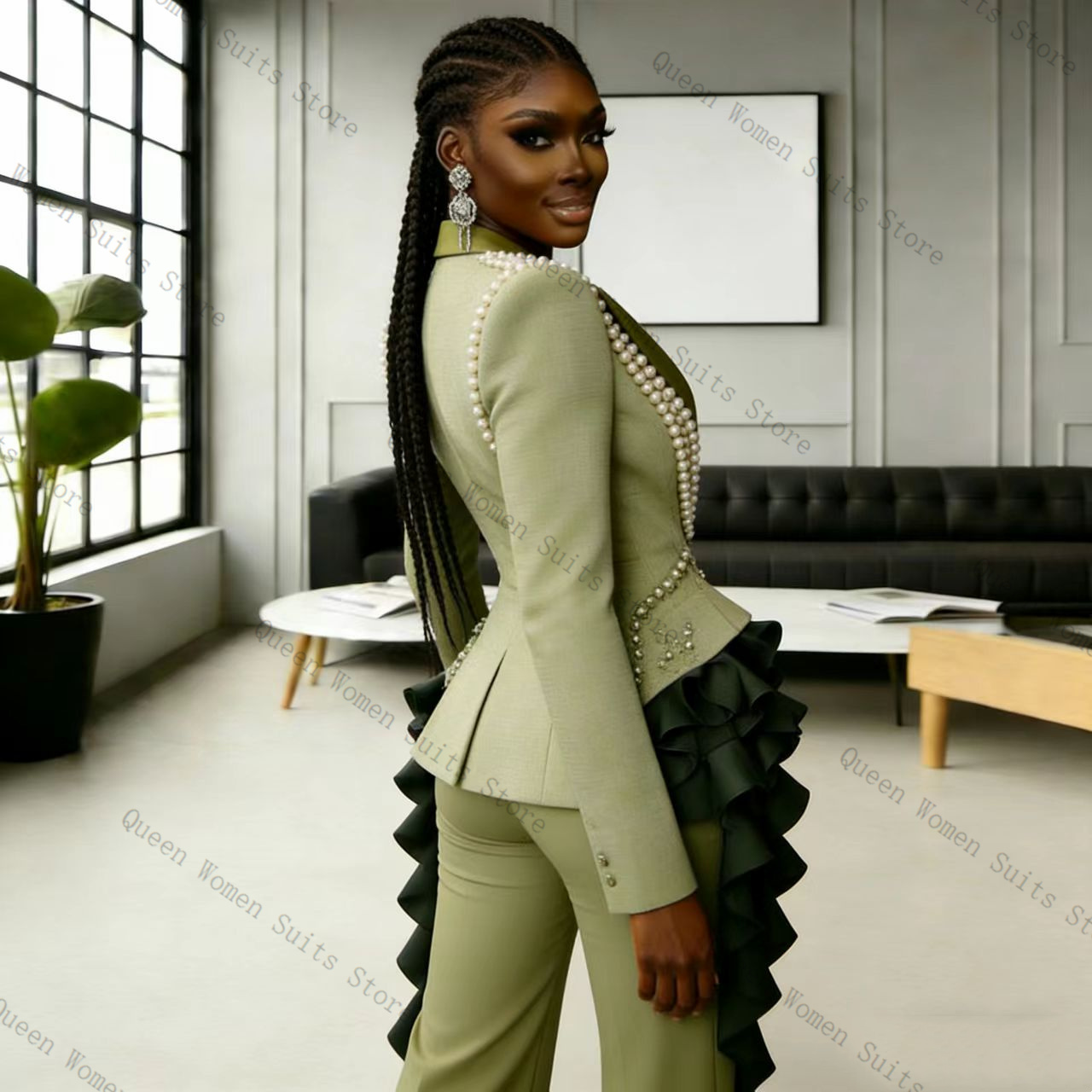 Luxury Pearls Women Suit Pants - Women Formal Wear Blazer Set recension och pris