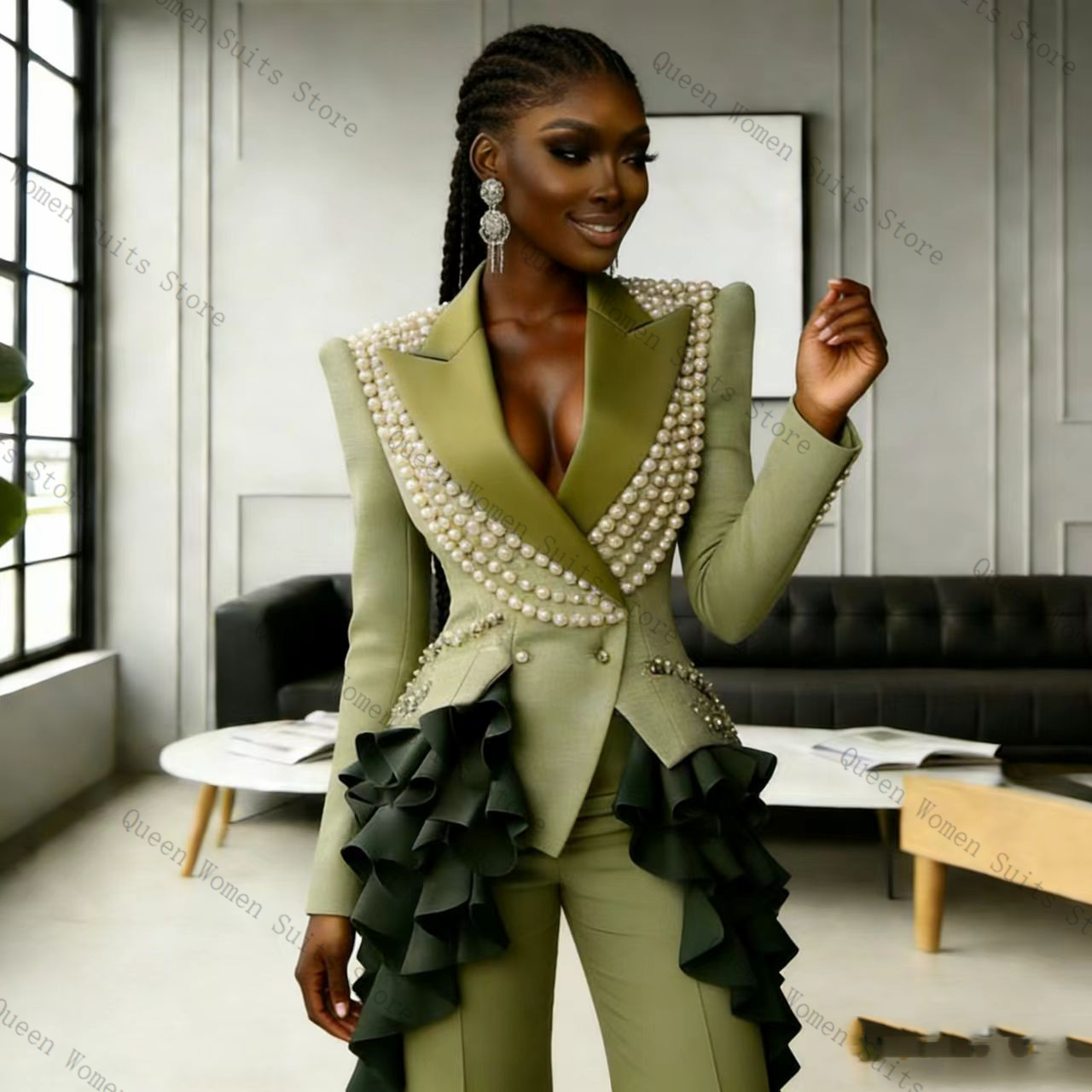 Luxury Pearls Women Suit Pants - Women Formal Wear Blazer Set recension och pris